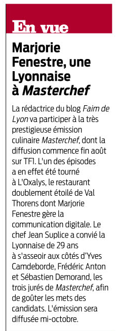 Marjorie Fenestre, une lyonnaise à Masterchef